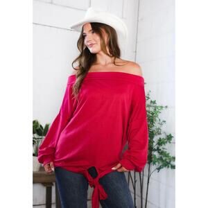 NWT & The Why Off the Shoulder Long Sleeve Tie Front